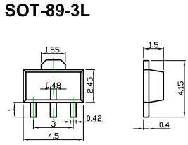 SOT-89-3L貼片三極管封裝尺寸圖